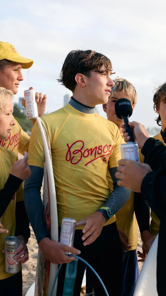 Our Bonsoy Board Caddies took a break from caddying for the world’s best, and swapped the surf for the spotlight on a live cross with @sunriseon7 🎥 Frothing is an understatement!#BonsoyBoardCaddies #GoldCoastPro #MakeItBonsoy #WSL